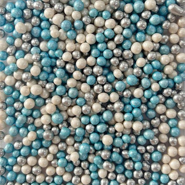 Рисові кульки глазуровані 5 мм, "Блакитні, білі, срібні", 50 г 1943279267 фото