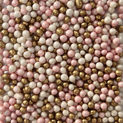 Рисові кульки глазуровані 5 мм, "Рожеві, білі, золоті", 50 г 1943283730 фото