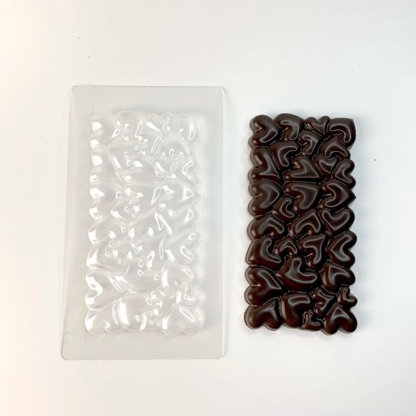 Пластикова форма для шоколаду №16 "Плитка серця випуклі" id_1594 фото