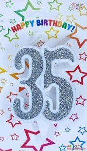 Cвічка цифра ювілейна для торту, "Срібна №35, 7 см id_4674 фото