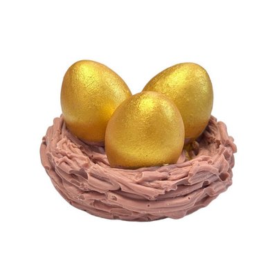 Шоколадний декор для прикрашання паски "Гніздечко с золотими писанками" id_1870 фото