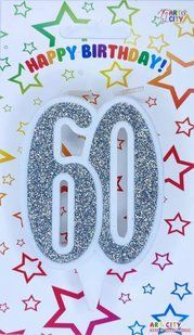 Cвічка цифра ювілейна для торту, "Срібна №60, 7 см id_4678 фото