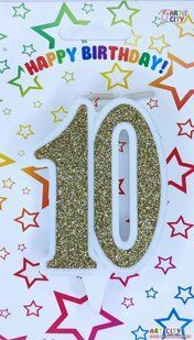 Cвічка цифра ювілейна для торту, "Золота №10, 7 см id_4679 фото