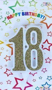 Cвічка цифра ювілейна для торту, "Золота №18, 7 см id_4681 фото