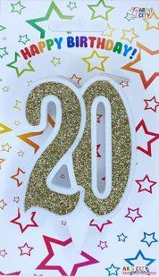 Cвічка цифра ювілейна для торту, "Золота №20, 7 см id_4682 фото
