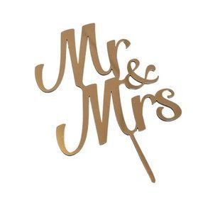 Топер для торту ЗОЛОТИЙ з полістиролу, "Mr-Mrs №1"на шпажці id_4816 фото