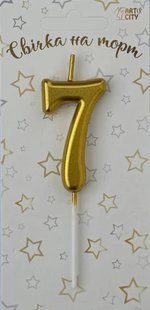 Cвічка цифра для торту, "ХРОМ Золото №7", 5,5 см id_4634 фото