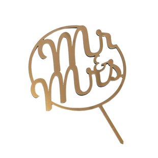 Топер для торту золотий з полістиролу, "Mr-Mrs №2" на шпажці id_2478 фото