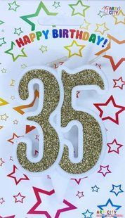 Cвічка цифра ювілейна для торту, "Золота №35, 7 см id_4685 фото