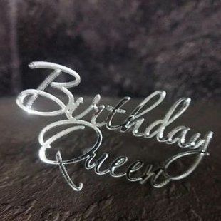 Топер боковий "Birthday Queen" СРІБЛО, 10 см, акрил id_5083 фото