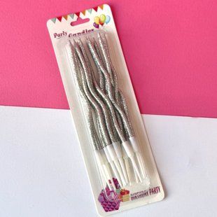 Cake candles, "Shining Waves", silver, 1400