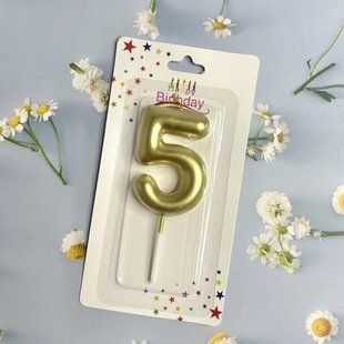 Cвічка цифра для торту, "Пузатик №5", Золото, 11 см 1804032121 фото