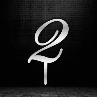 Топер на ніжці "Цифра 2 СРІБЛО, висота 8 см, акрил id_4966 фото