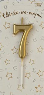 Cвічка цифра для торту, "ХРОМ Шампань №7", 5,5 см id_4644 фото