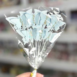 Вафельний декор "Метелики блакитні однотонні" 7 шт, 30 см id_4104 фото