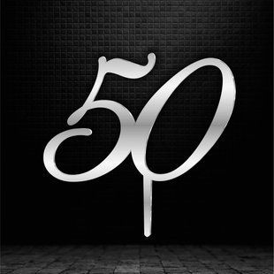 Топер на ніжці "Цифра 50 СРІБЛО, висота 8 см, акрил id_4993 фото
