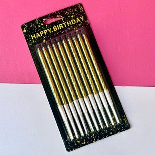 Cake candles, 571, &ldquo;Twisted&rdquo;, gold, 10 pcs