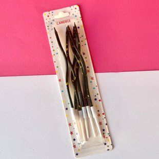 Cake candles, waves, black with gold sprinkles, 1408