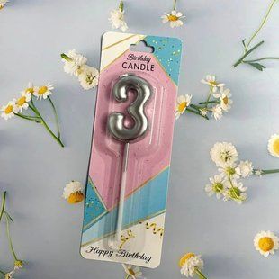 Cвічка цифра для торту, "Срібло №3", 5 см id_4700 фото