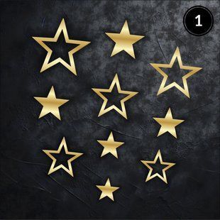 Набір міні топерів (10 шт) "Зірки №1" ЗОЛОТО, 3-5 см, акрил
