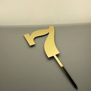 Топер для торту ЗОЛОТИЙ з полістиролу, "Цифра 7" на шпажці id_3749 фото