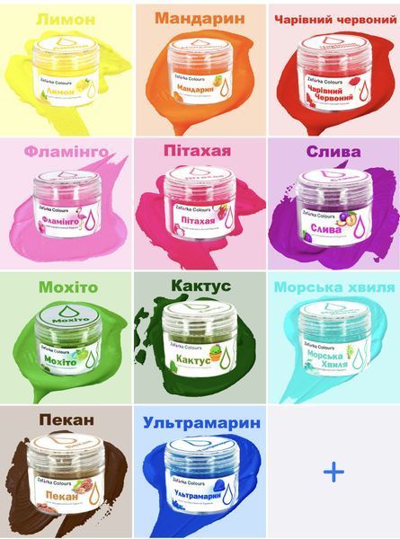 Набір жиророзчинних барвників Zefirka colours "База 11 кольорів" + подарунок, Assorts