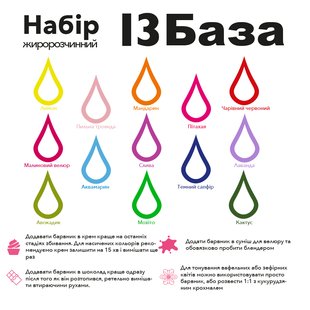 Набір жиророзчинних барвників Zefirka colours "База 13 кольорів" 1873982286 фото