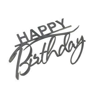 Топер для торту СРІБНИЙ з полістиролу, "Happy birthday" id_4243 фото