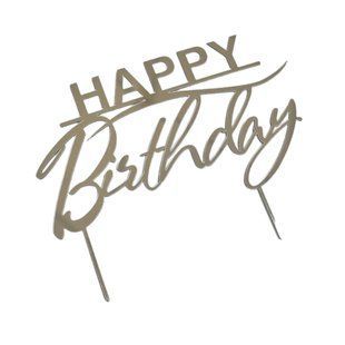 Топер для торту СРІБНИЙ з полістиролу, "Happy birthday" на шпажці id_4244 фото