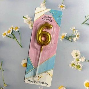 Cвічка цифра для торту, "Золото №6", 5 см id_4709 фото