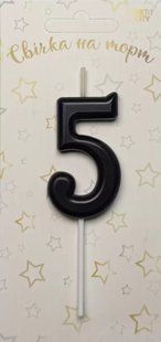 Cвічка цифра для торту, "Чорна №5", 5,5 см id_4663 фото