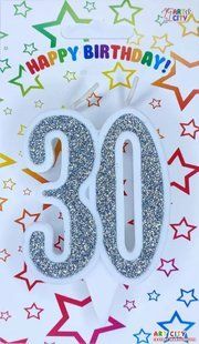 Cвічка цифра ювілейна для торту, "Срібна №30, 7 см id_4673 фото